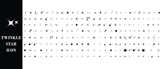 collection of twinkle stars icon, set of sparkle star, shine and twinkle star icon