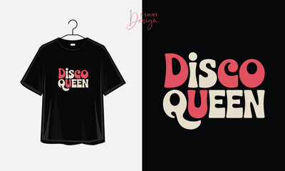 Disco Queen Retro 70s Funky Groovy Typography Graphic T-Shirt