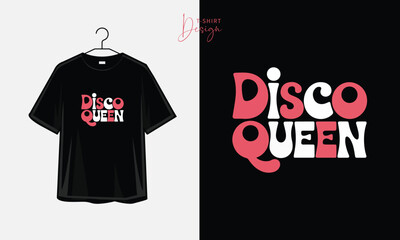 Disco Queen Retro 70s Funky Groovy Typography Graphic T-Shirt