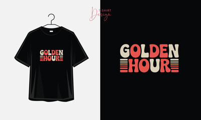 Golden Hour Retro 70s Sunset Groovy Typography T-Shirt