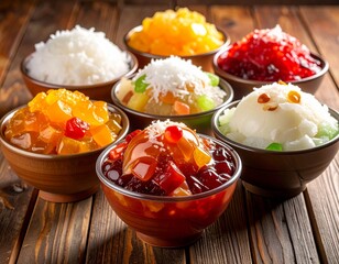 Colorful Filipino Halo-Halo Dessert in Traditional Bowls