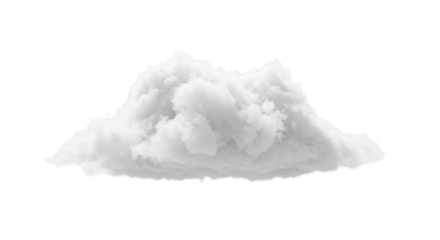 A pristine, voluminous, fluffy white cumulus cloud, ultra-realistic with subtle white and grey, isolated on an expansive transparent background, concept of pure potential and innovation