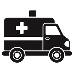 Vector art of ambulance car isolated on white background, a vehicle for medical emergencies and transportation