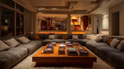 luxury hotel room with beautiful luxury floor,sofa pillow,stairs,lights,and window