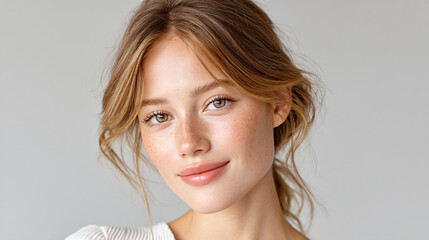 Natural Glow Caucasian Beauty Portrait – Skincare Ad Copy‑Space