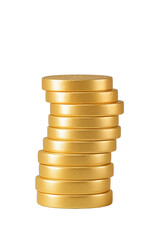 Shiny gold coin with a dollar symbol isolated on white background. 3D rendering of currency, finance and investment concept.