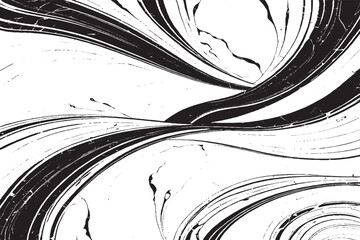 Black and White Abstract Fluid Lines Texture &ndash; Modern Grunge Wave Art for Background or Design
