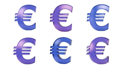 Euro currency symbols in multiple colors arranged on a white background representing diversity in finance