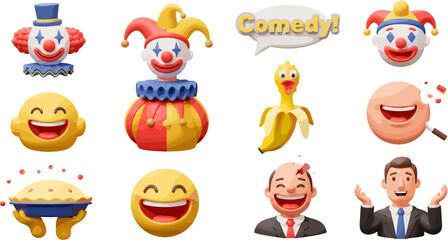 Fototapeta premium Humorous Claymation Characters Depicting Comedy and Joyful Moments on White Background