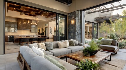 modern living room with beautiful luxury floor ,tv,sofa ,window,and  beautiful Led lights 