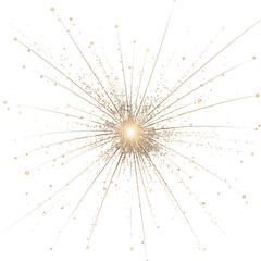 Obraz premium Radiant burst of golden light and particles against black abstract bright, Isolated On White, Png Transparent, Cut Out