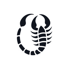 Black silhouette of a scorpion symbolizing strength and resilience against a plain background