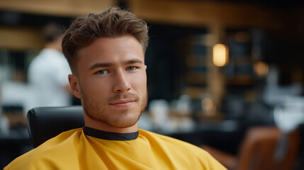 Fototapeta premium Barbershop grooming session with a modern fade haircut