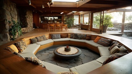 modern living room with beautiful luxury floor,chairs,transparent windows and sofa 
