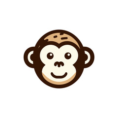 Cartoon monkey face with a cheerful expression, suitable for children's illustrations and designs