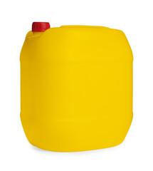 One yellow plastic canister on white background