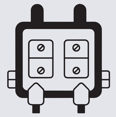 outline of circuit breaker panel with label silhouette vector art illustration