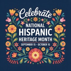 Obraz premium Colorful Celebration of 25 Years of National Hispanic Heritage Month Honoring Latino Culture, History, Contributions, and Community in the USA. 