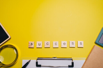Inspirational Flat Lay Composition With Success Scrabble Letters