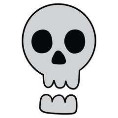 Hand-drawn cartoon skull on a white background.