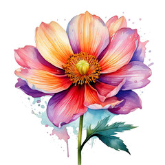 Beautiful watercolor flower  white background 