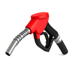 3D gas station nozzle, plastic material, bright red and black color, cute and simple