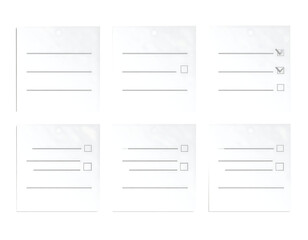 3d White paper task management todo check list, efficient work on project plan on transparent background and white background 