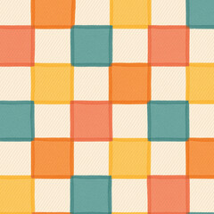 Repeat Geometric Happy Pattern Check Square Gingham Loose