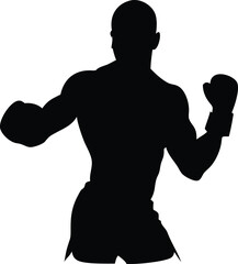 Fototapeta premium Vector art of silhouette of a boxer in fighting stance