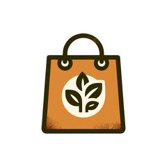 Eco-friendly shopping bag design featuring a plant logo, symbolizing sustainability and nature