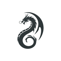 Elegant black dragon illustration entwined in a flowing infinity symbol, symbolizing strength and eternity