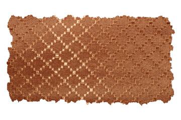 Brown Torn Fabric Pieces with Geometric Grid - Rustic Textile with Structured Pattern. Ideal for Design Backgrounds, Visual Storytelling, or Creative Projects.