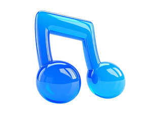 toy style music note icon in 3D, plastic texture, vibrant color, minimal design on transparent background and white background 