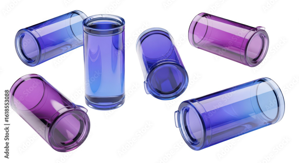 Poster glass tubes containing colorful liquids are scattered against a bright white background ideal for sc