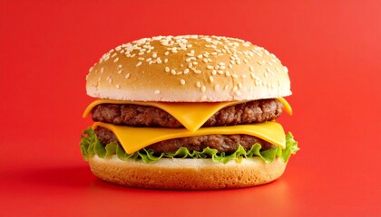 Classic Double Cheeseburger on Red