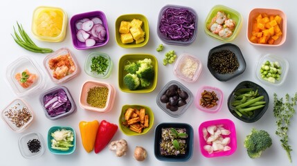 A variety of different types of vegetables in plastic containers