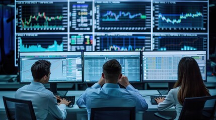 Business team monitors data