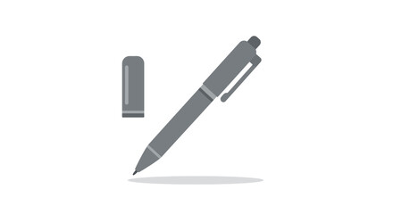 Simple Gray Ballpoint Pen with Cap Illustration