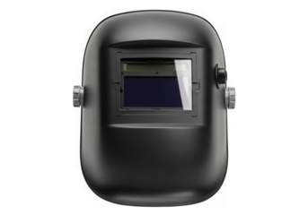 A black welding mask is isolated on transparent background