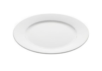 A simple white plate is isolated on transparent background