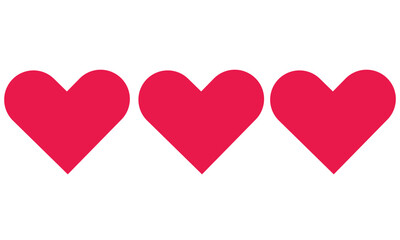 Red heart shape sticker isolated on transparent.heart symbol vector designe.