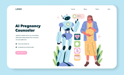 AI Pregnancy Counselor. Flat Vector Illustration
