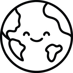 Vector art of cute cartoon earth character with a happy smile