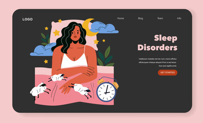 Woman with Sleep Disorders Insomnia Vector Illustration