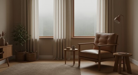 Fototapeta premium Cozy interior living room scene