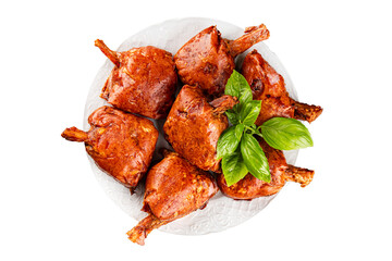 Knuckle smoked meat cooked ham roulka fresh shank delicious gourmet food background on the table rustic food top view copy space