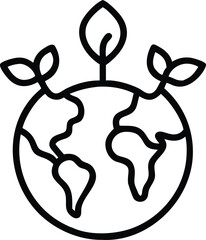 Vector art of green earth with sprouting leaves, symbolizing growth and nature