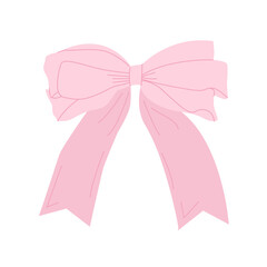 Elegant simple pink bow. The bow is isolated on a white background for decoration. Vector illustration.