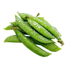 Fresh green pea pods with water droplets peas, Isolated On White, Png Transparent, Cut Out