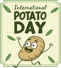 Vector art of happy potato character celebrating international potato day